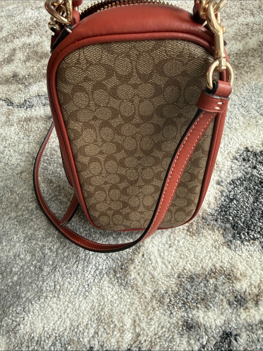Coach Brown Signature Canvas with Red Trim Crossbody - Picture 3 of 5